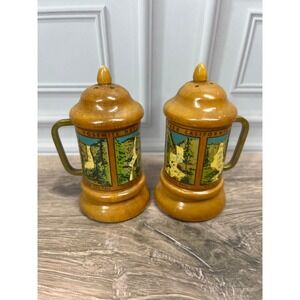 Vintage Yosemite National Park Wooden Beer Stein Shaped Salt Pepper Shakers